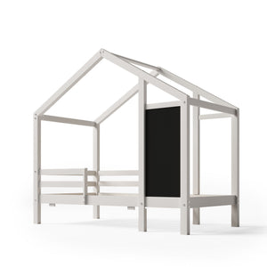 Twin House Bed With Blackboard And Drawers, 2 Assembly Options - White by Couch.com