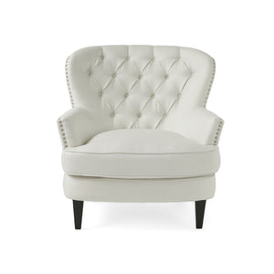 Modern Accent Chair Upholstered Foam Filled Living Room Chairs Comfy Reading Chair Mid Century Modern Chair, Armchair For Living Room Bedroom - Ivory by Couch.com