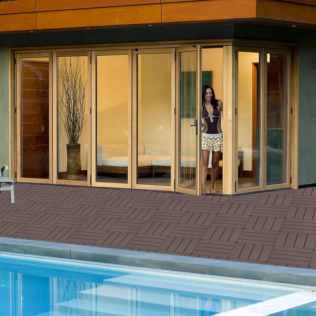 Plastic Interlocking Deck Tiles, Waterproof All Weather Use by Couch.com