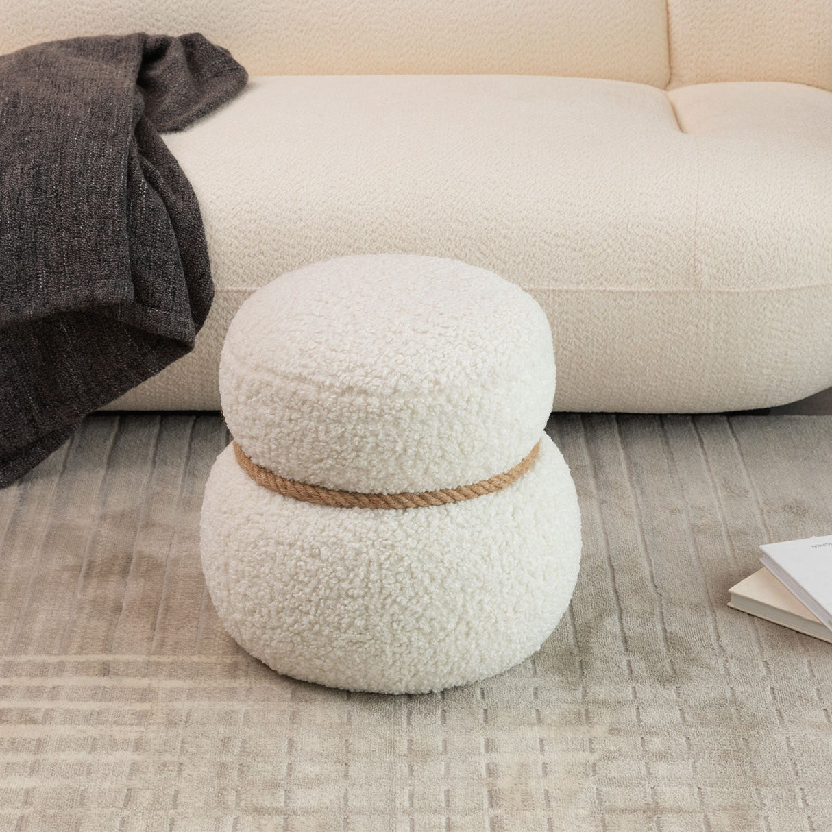 Snowman Stool With Cushion And Solid Wood Frame