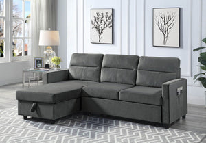 Ivy - Velvet Reversible Sleeper Sectional Sofa With Storage Chaise And Side Pocket by Couch.com