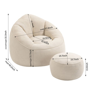 Bedding Bean Bag Sofa Chair High Pressure Foam With Footrest