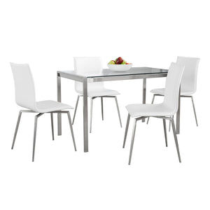 Fuji Mason - Upholstered Swivel Contemporary Dining Set Dining Set, Glass, 5 Piece by Couch.com