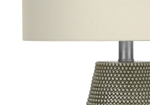 Lighting, 24'h, Table Lamp, Grey Resin, Ivory / Cream Shade, Contemporary