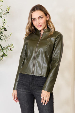 Women Classic Neck Zip-Up Jacket For Everyday Wear Elegant Girls Jacket