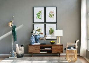 Botanical Flower Wall Art, Home Decor For Living Room Dining Room, Bedroom, Hallway (Set of 4) - White / Blue by Couch.com