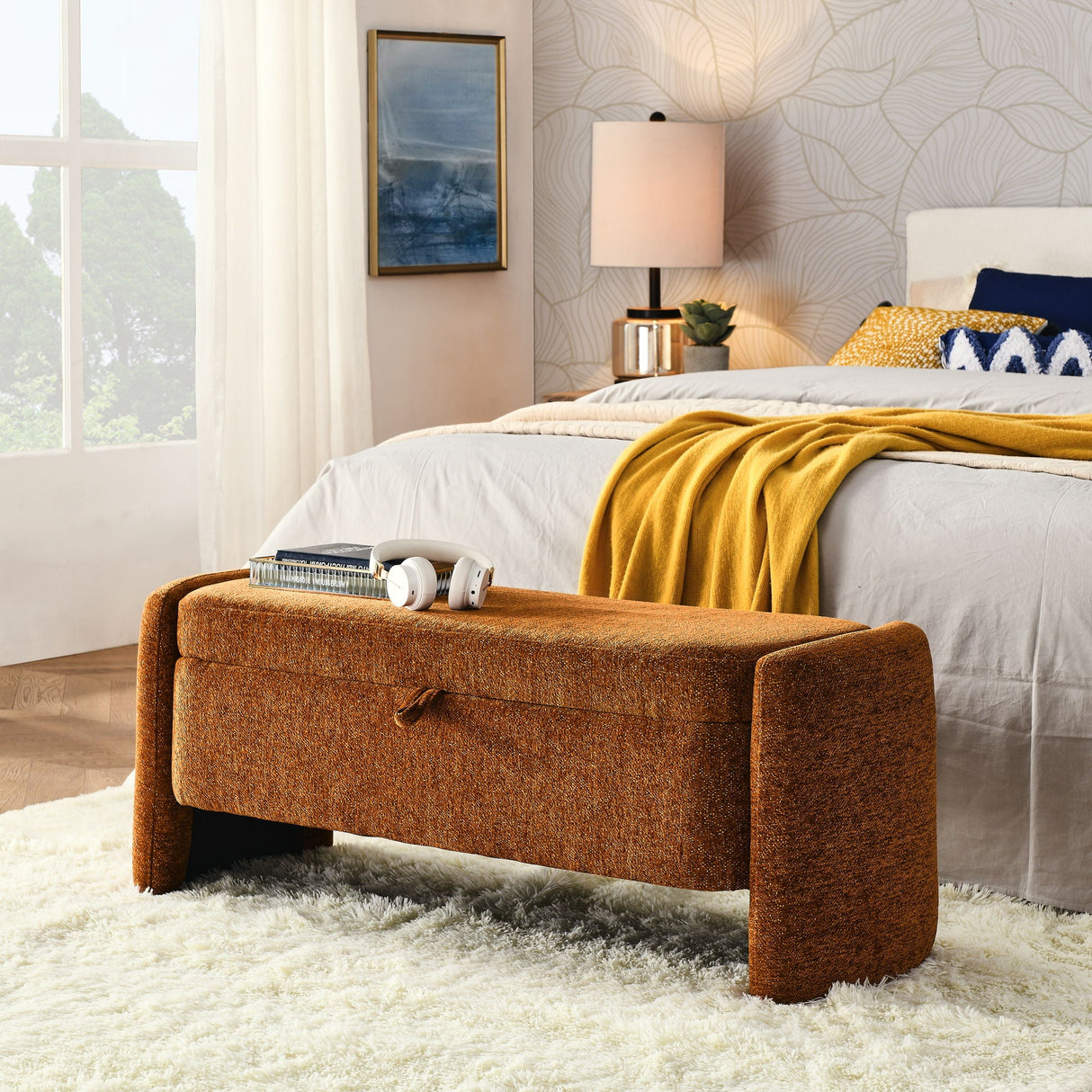 Oval Ottoman Storage Bench Chenille Bench With Large Storage Space For The Living Room, Entryway And Bedroom by Couch.com