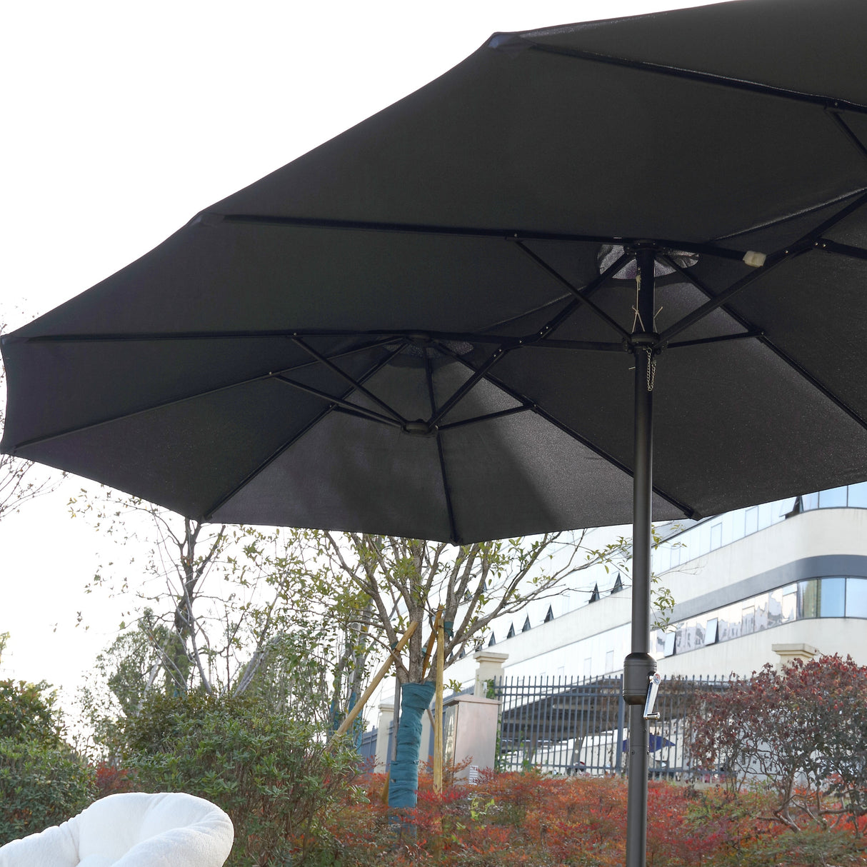 14.8 Ft Double Sided Outdoor Umbrella Rectangular Large with Crank (Navy Blue)