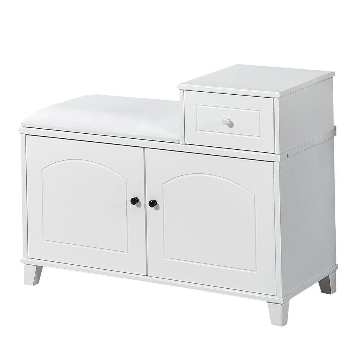 Shoe Storage Bench Cabinet With Fireproof Cushion, Double Doors And Movable Drawer For Door Entrance - White by Couch.com
