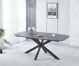 Couch.com Modern Dining Table, MDF With Paper Finish, Metal Leg Powder Coating Gray / Black, Modern Style, Wood Construction, Dark Gray Finish by Couch.com