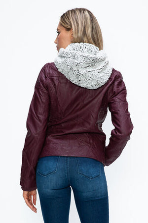 Women Warm Sleek Dual-Zipper Layered Jacket with Cozy Fuzzy Hood Urban Chic & Comfortable Jacket