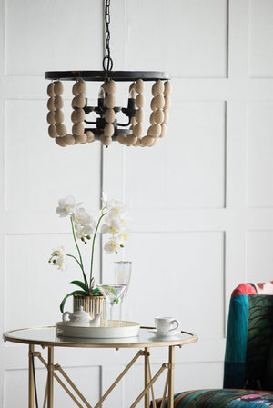 4 Light Wood Chandelier, Hanging Light Fixture With Adjustable Chain For Kitchen, Bulb Not Included - Cream by Couch.com