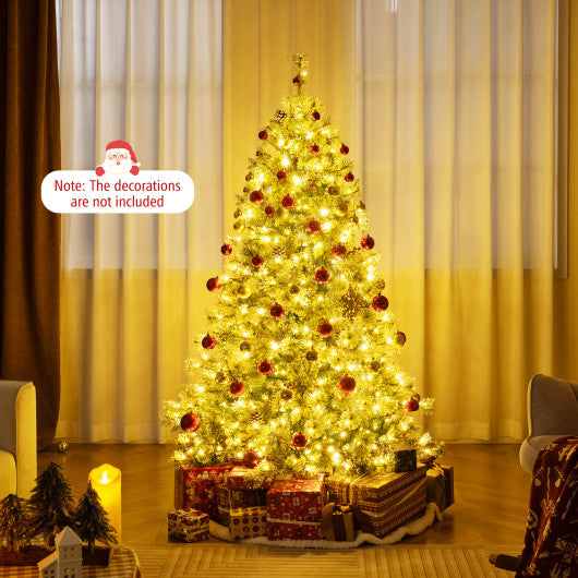 6/7.5/9 FT Artificial Christmas Tree Pre-Lit Hinged Holiday Tree with 360 ° Quick Power Connector-6 ft