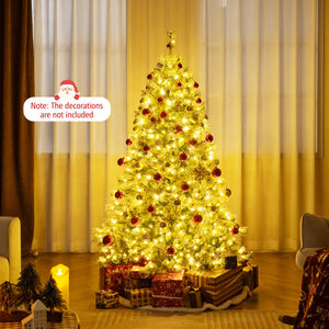 6/7.5/9 FT Artificial Christmas Tree Pre-Lit Hinged Holiday Tree with 360 ° Quick Power Connector-6 ft