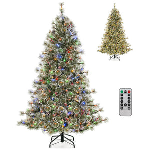 6/7.5/9 FT Artificial Christmas Tree Pre-Lit Hinged Holiday Tree with 360 ° Quick Power Connector-6 ft