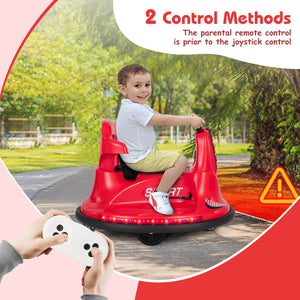 12V Kids Ride On Bumper Car with Remote Control Lights and Music-Red