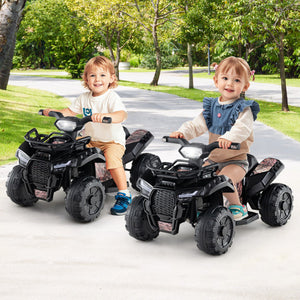 6V Kids ATV Quad Electric Ride On Car with LED Light and MP3-Solid Black