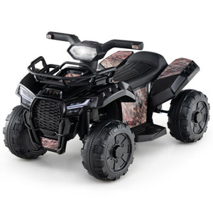 6V Kids ATV Quad Electric Ride On Car with LED Light and MP3-Solid Black