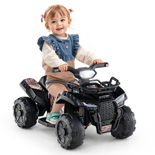 6V Kids ATV Quad Electric Ride On Car with LED Light and MP3-Solid Black