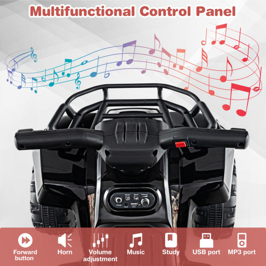 6V Kids ATV Quad Electric Ride On Car with LED Light and MP3-Solid Black