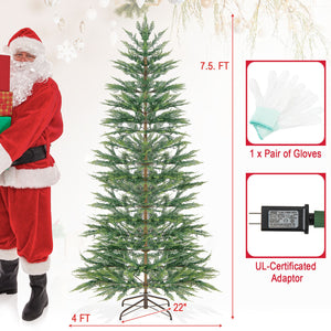 6.5/7.5 Feet Artificial Cypress Christmas Tree Pre-lit Hinged-7.5 ft