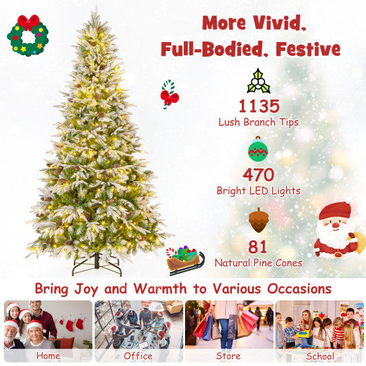6/7.5/9 FT Pre-Lit Artificial Christmas Tree with 765/1135/1871 Tips and 280/470/690 Warm-White LED Lights-M