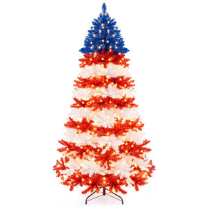 7.5 Feet Artificial Christmas Tree with Warm White LED Lights