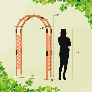 7.7 Feet Garden Arch Wooden Arbor for Climbing Plants