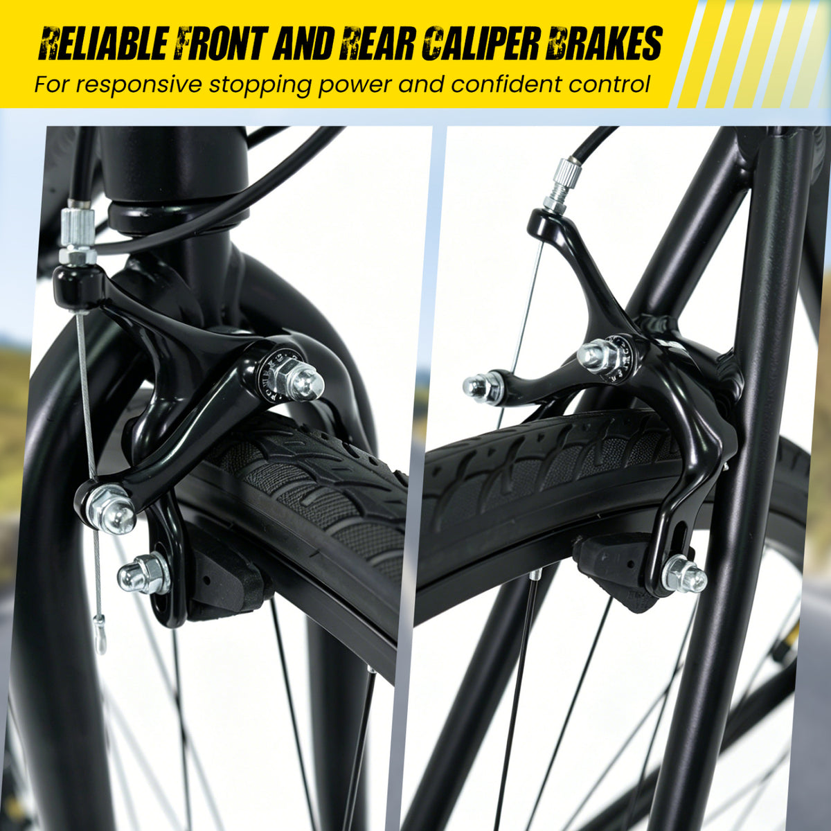 700C Hybrid Bike for Adult with 18-Speed Shimano Drivetrain and Phone Holder-Black
