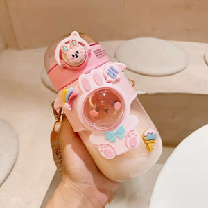 700ml Kids Water Bottle for School Boys Girl Cup With Straw BPA Free Cute Cartoon Leakproof Mug Portable Travel Drinking Water Bottle with Strap and Stickers Portable Leakproof BPA-Free Drinking Bottle for Girls School Outdoor Sports Travel