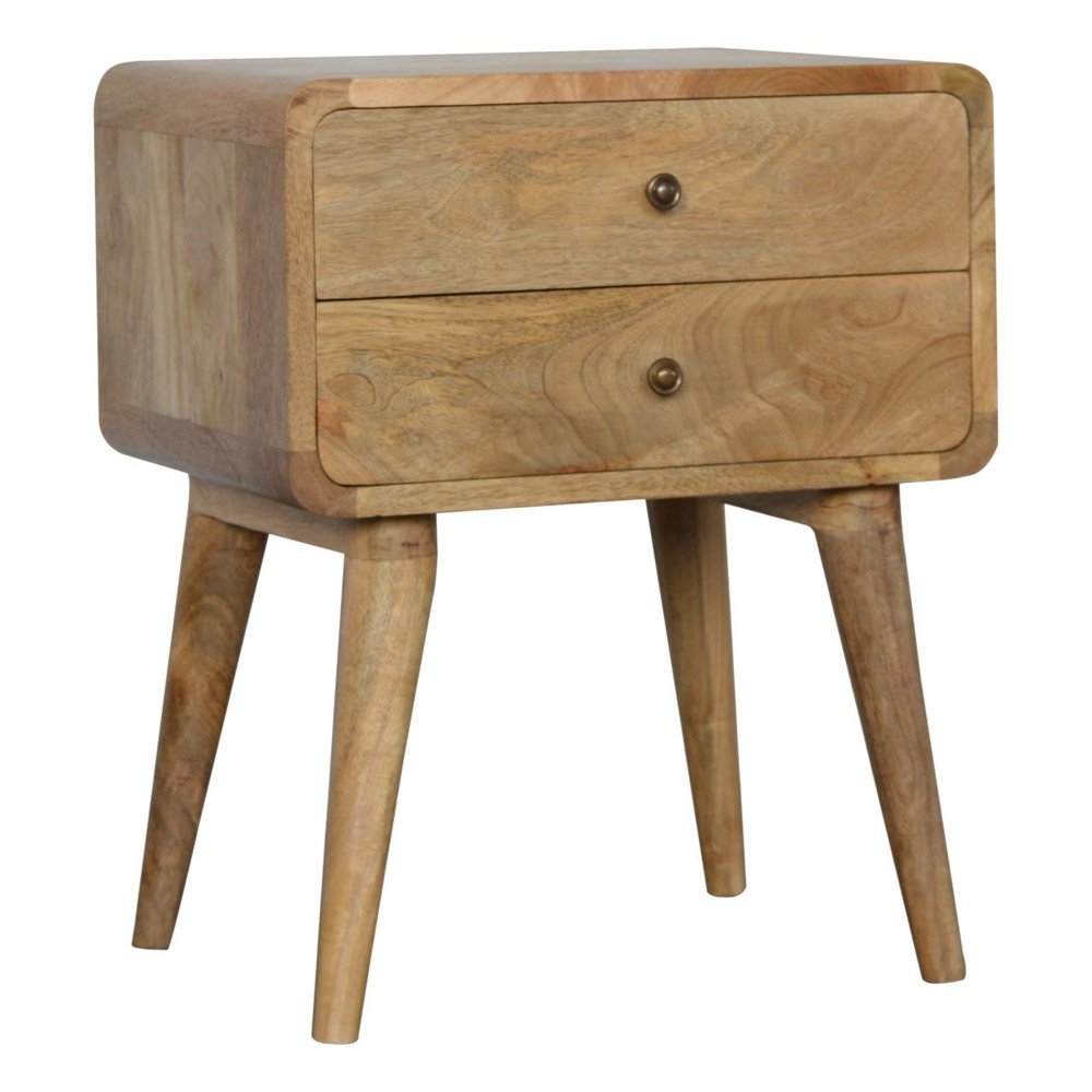 22" Brown Solid Wood Two Drawer Nightstand