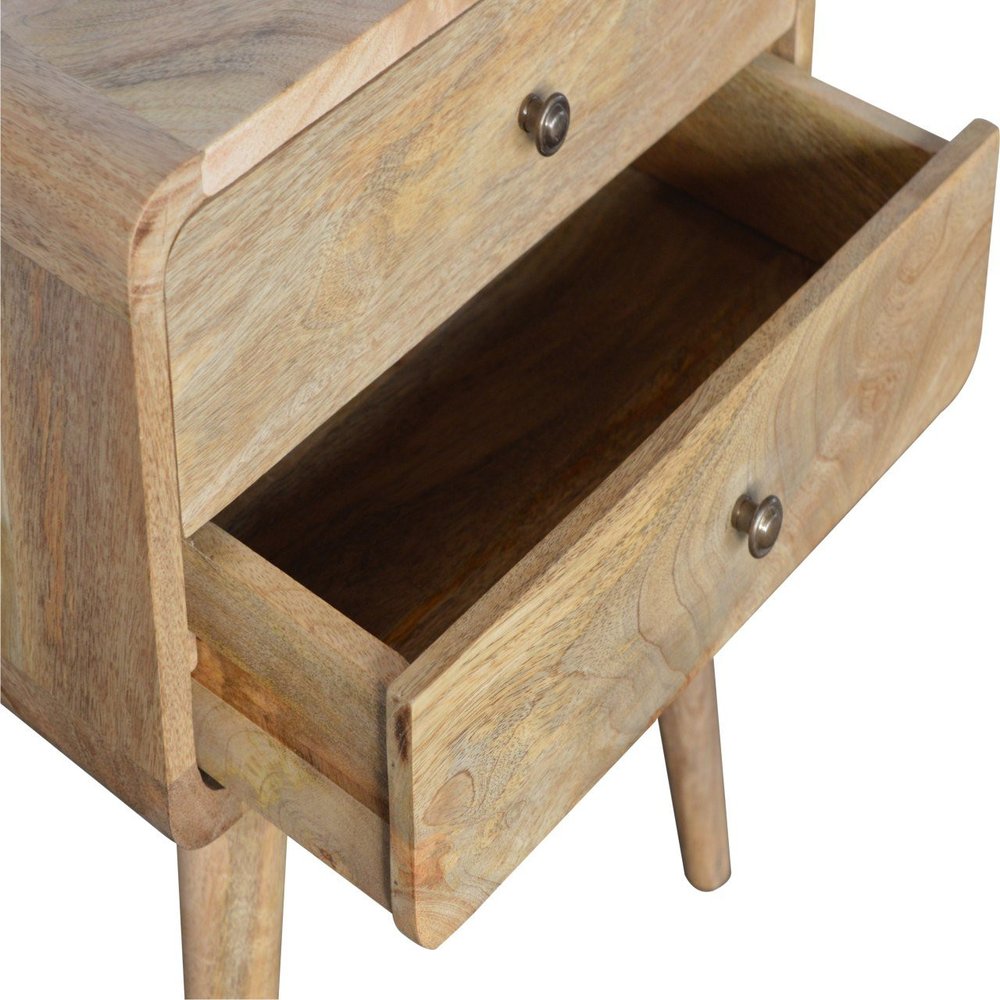 22" Brown Solid Wood Two Drawer Nightstand