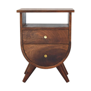 21" Brown Solid Wood Two Drawer Nightstand