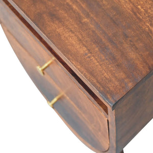 21" Brown Solid Wood Two Drawer Nightstand