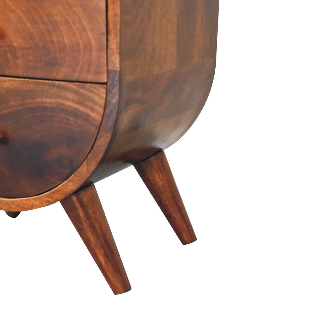 21" Brown Solid Wood Two Drawer Nightstand