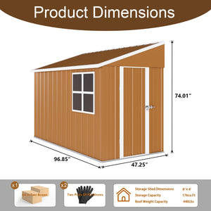 Heavy Duty Metal Storage Shed With Double Doors, Windows & Ventilation Weatherproof Iron Outdoor Garden Shed - Brown by Couch.com