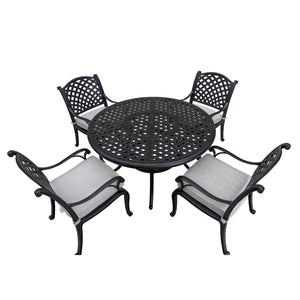 Stylish Outdoor 5 Piece Aluminum Dining Set With Cushion (4 Arm Chairs And Table) - Sandstorm by Couch.com