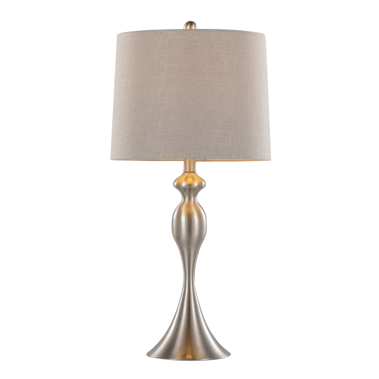 Ashland 27" Contemporary Metal Table Lamp Set in Brushed Nickel