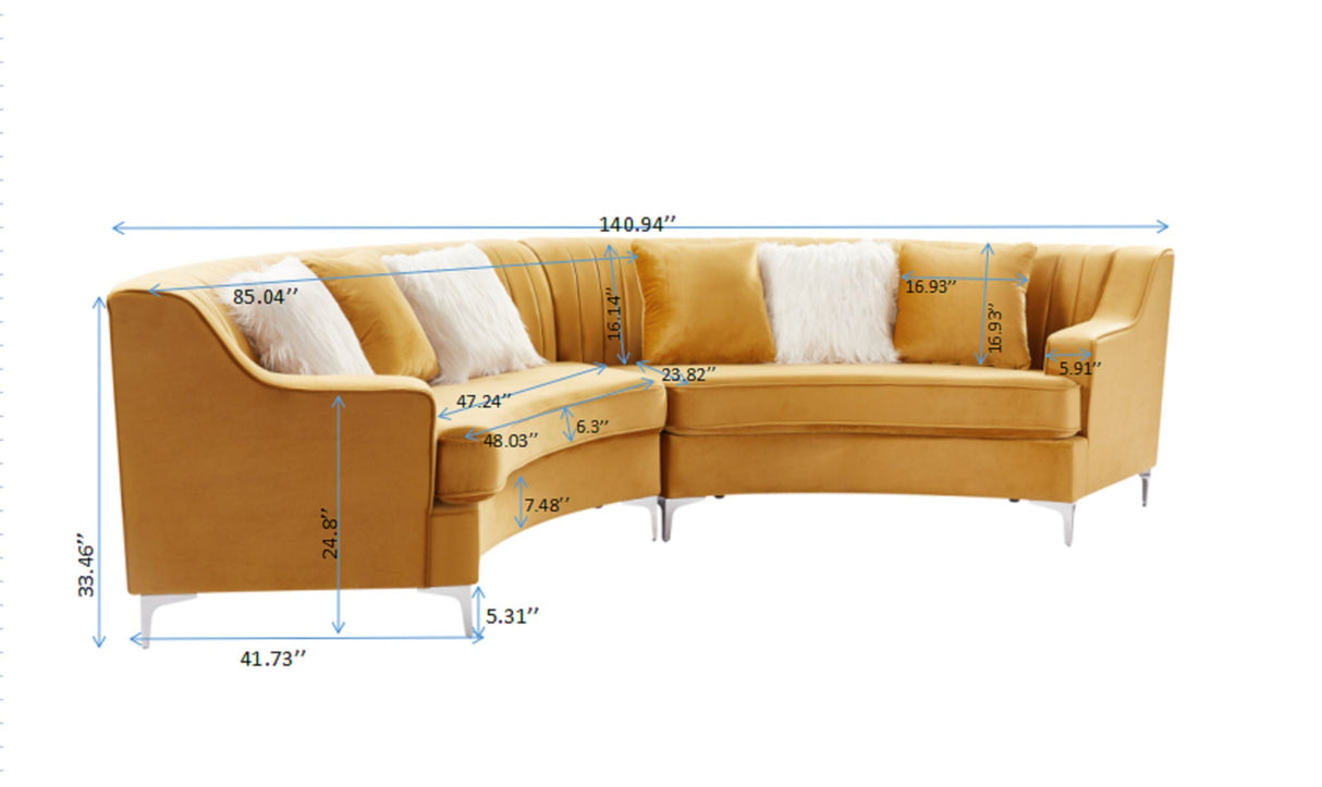 Velvet Curved Sofa by Couch.com