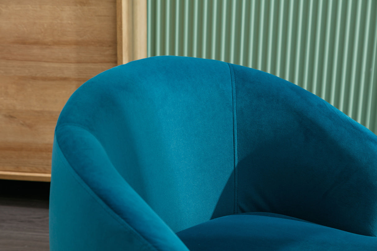 Velvet Fabric Swivel Accent Armchair Barrel Chair With Powder Coating Metal Ring by Couch.com