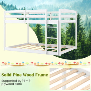 Full Over Full Bunk Bed Low-to-ground Bunk Bed-White