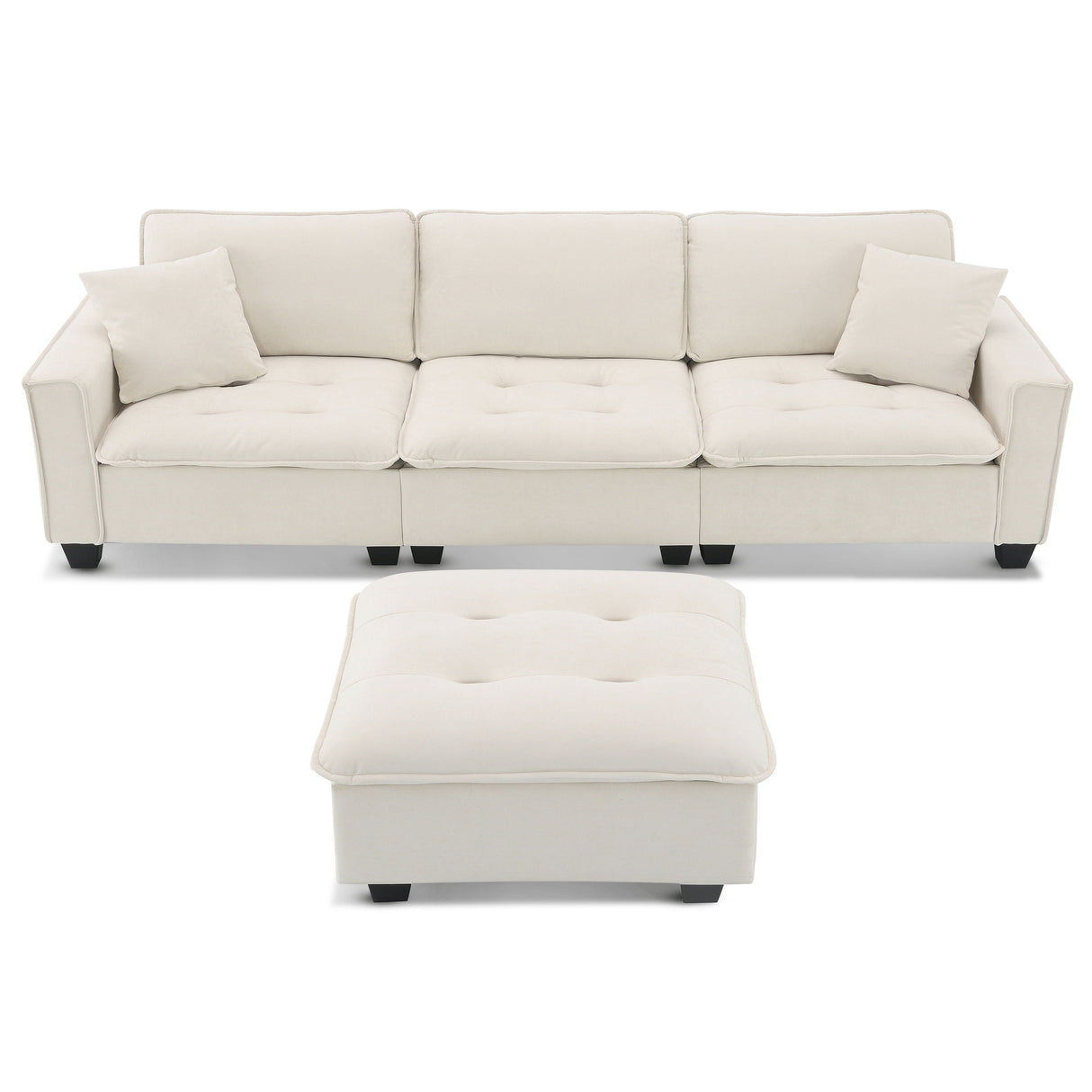 Modern Convertible Sectional L Shaped Reversible Couch Set With Free Pillows 4 Seat Suede Sleeper Sofa With Ottoman by Couch.com