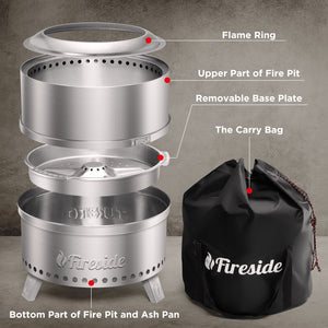 Pluto R19-SS Smokeless Outdoor Fire Pit -  Stainless Steel