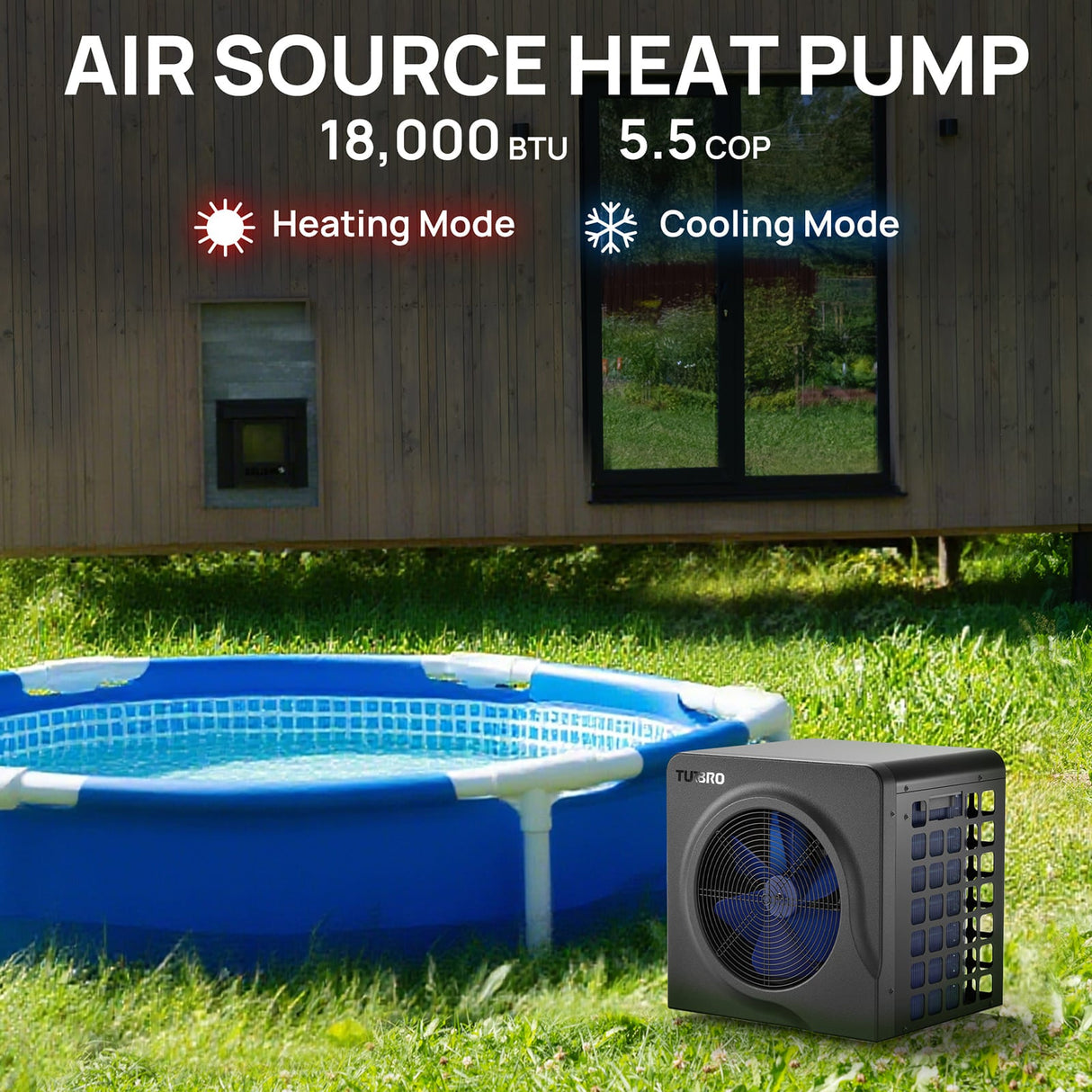 Manatee Swimming Pool Heat Pump, 18K/20K BTU