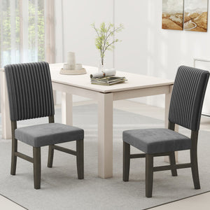 Dining Chair Set of 2 Mid-Century Modern Velvet Fabric Upholstered Chairs-Grey