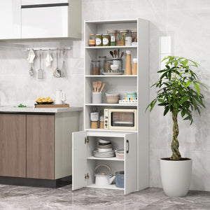 70 Inch Bookcase 6-Tier with Adjustable Shelves and 2-Door Cabinet-White