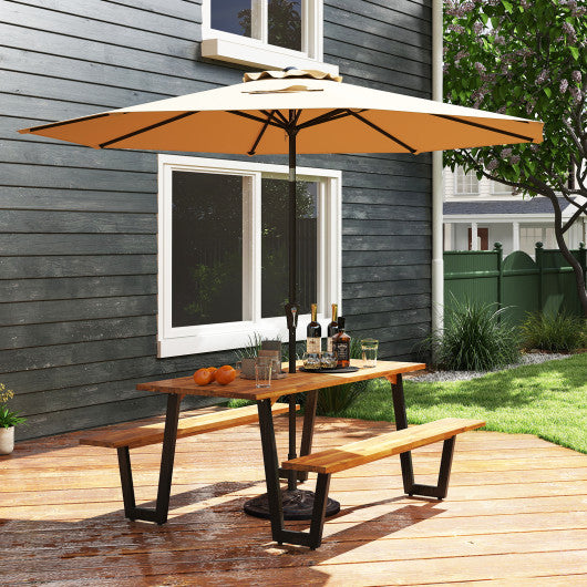 Outdoor Dining Table Set for 6 with 10 Feet Umbrella and Base
