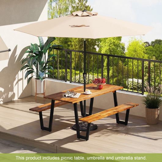 Outdoor Dining Table Set for 6 with 10 Feet Umbrella and Base