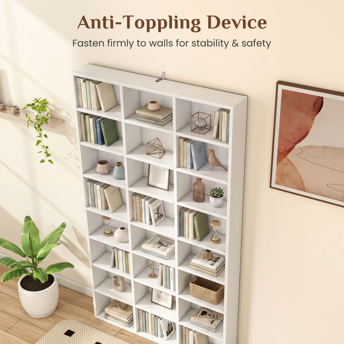 70 Inch Tall Bookshelf 24 Cube Storage Organizer with Adjustable Shelves