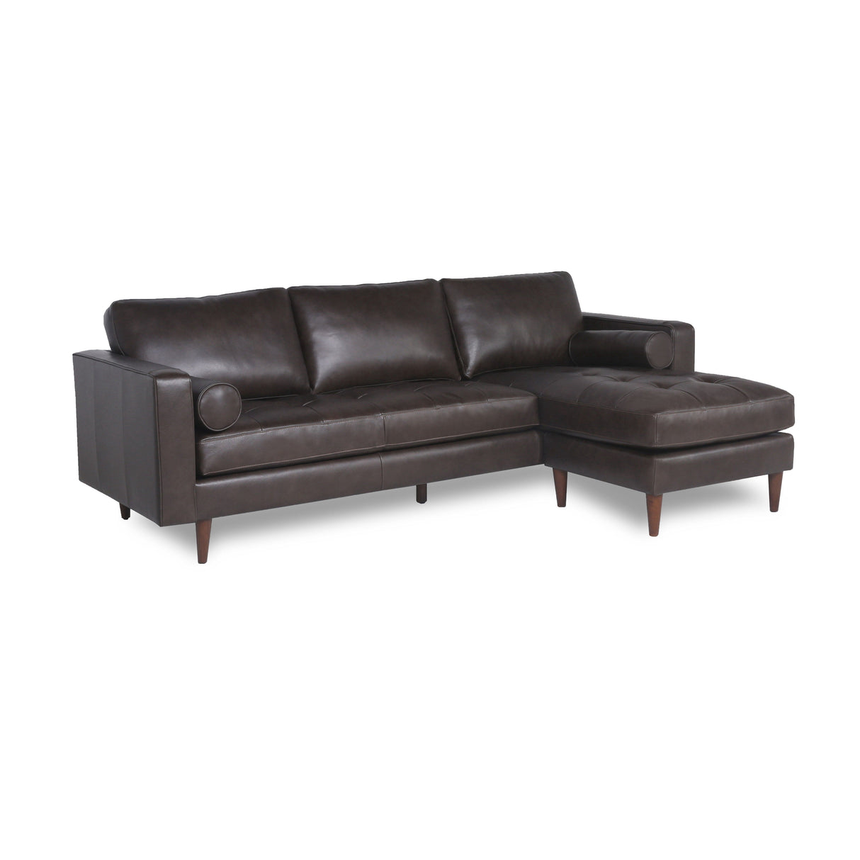 Mid-Century Tufted Leather Sectional With Reversible Chaise by Couch.com